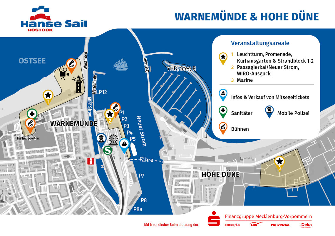 Orientierungsplan zur Hanse Sail Rostock in Warnemünde