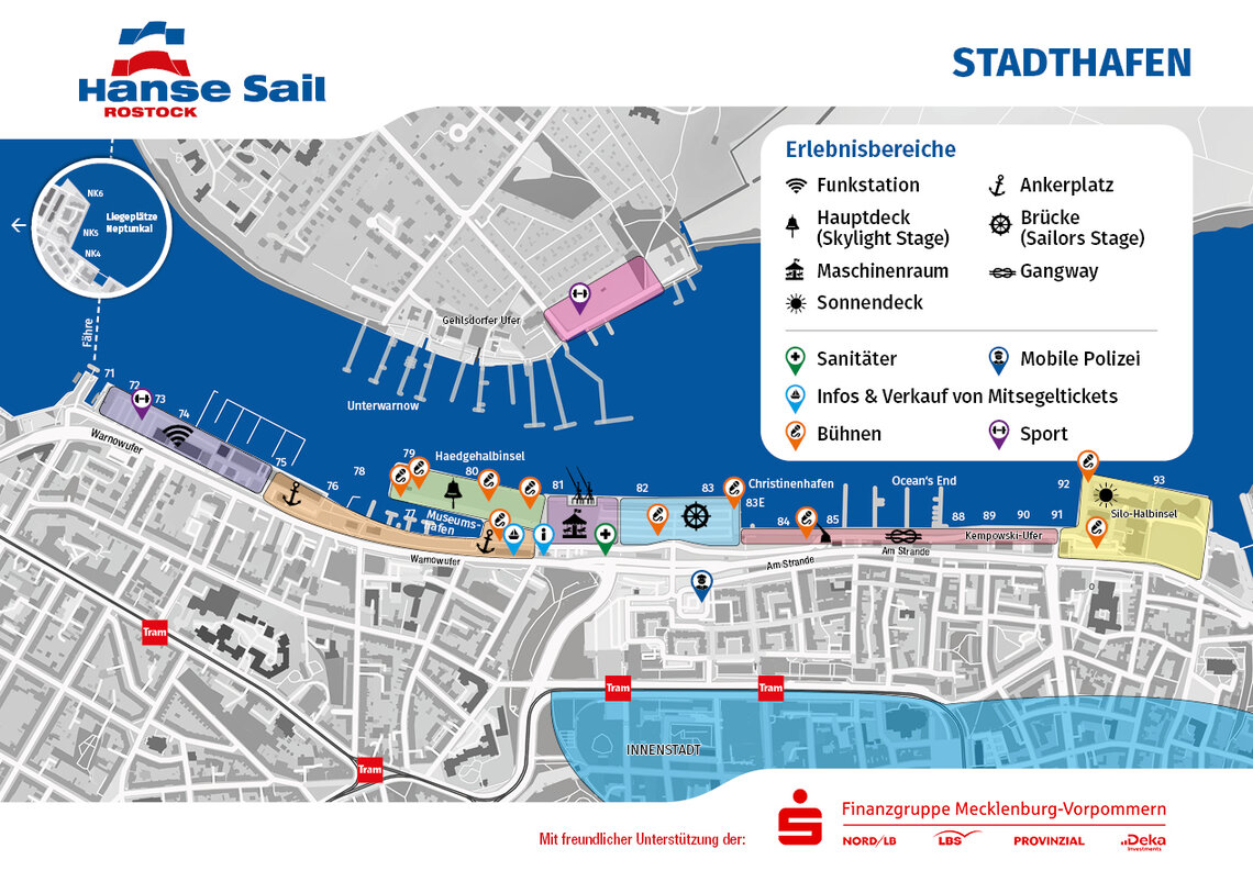 Orientierungsplan zur Hanse Sail Rostock im Stadthafen